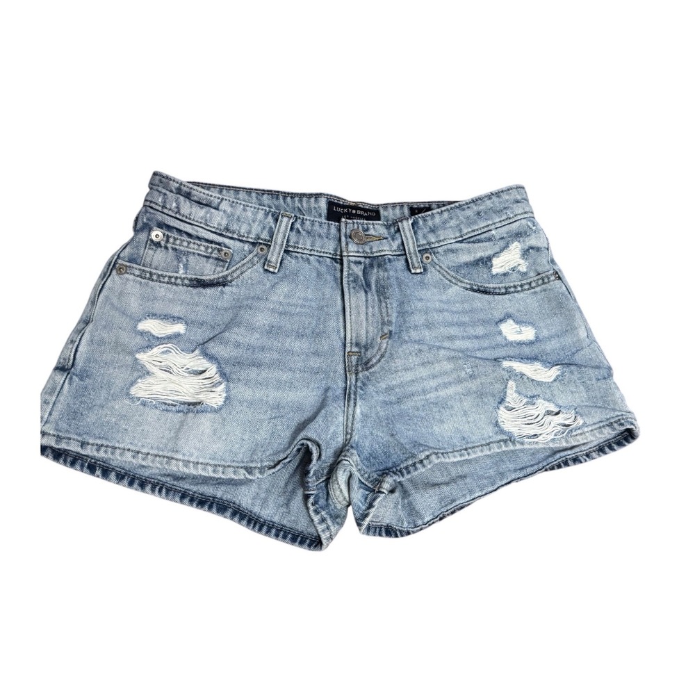 Lucky Brand The Cut Off Shorts Womens 2/26 Blue Excellent Distressed Denim